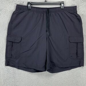 L.L. Bean‎ Mens Swim Trunks XL Black Mesh Lined Drawstring Cargo Pocket Swimwear